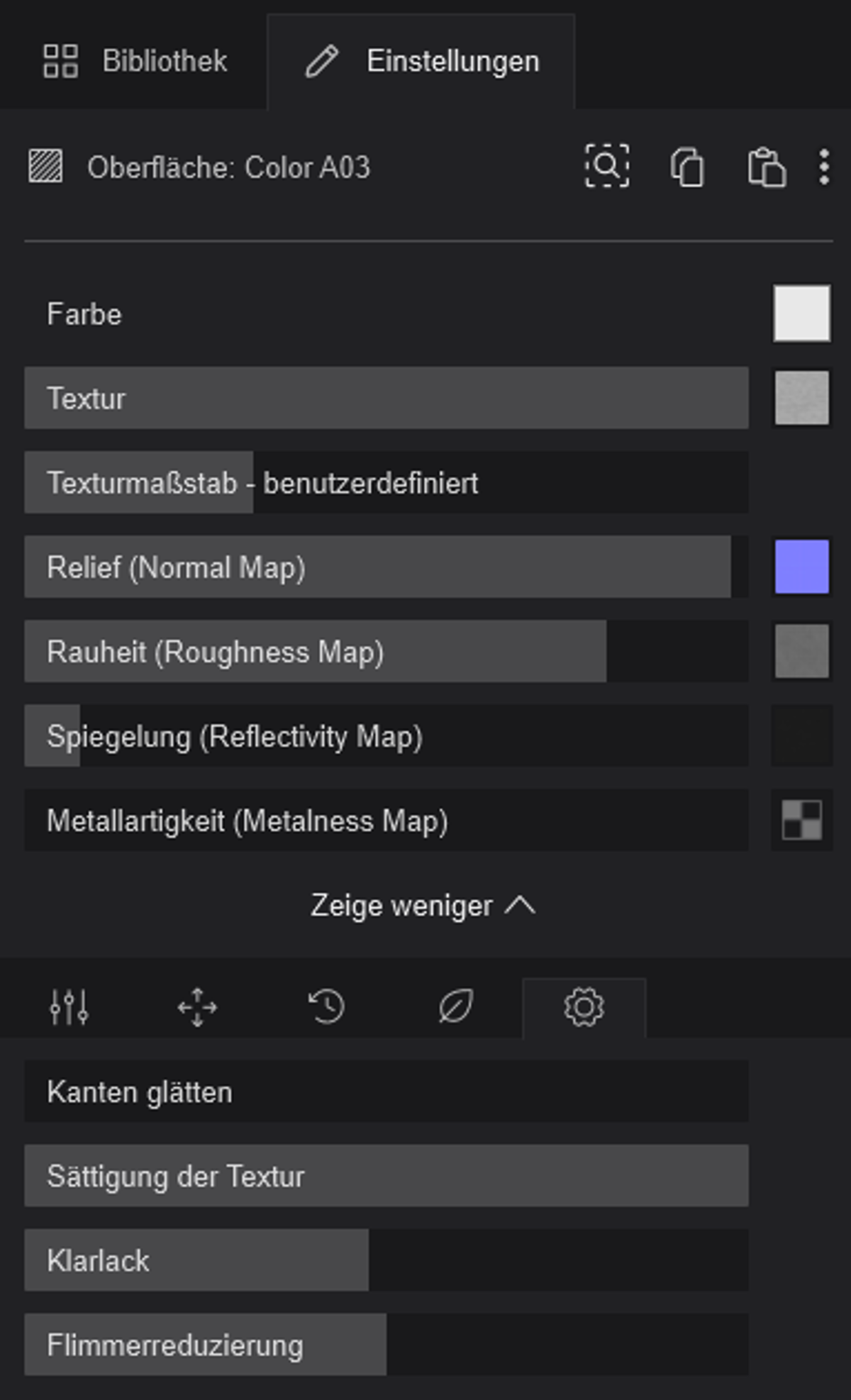 Materialeinstellungen