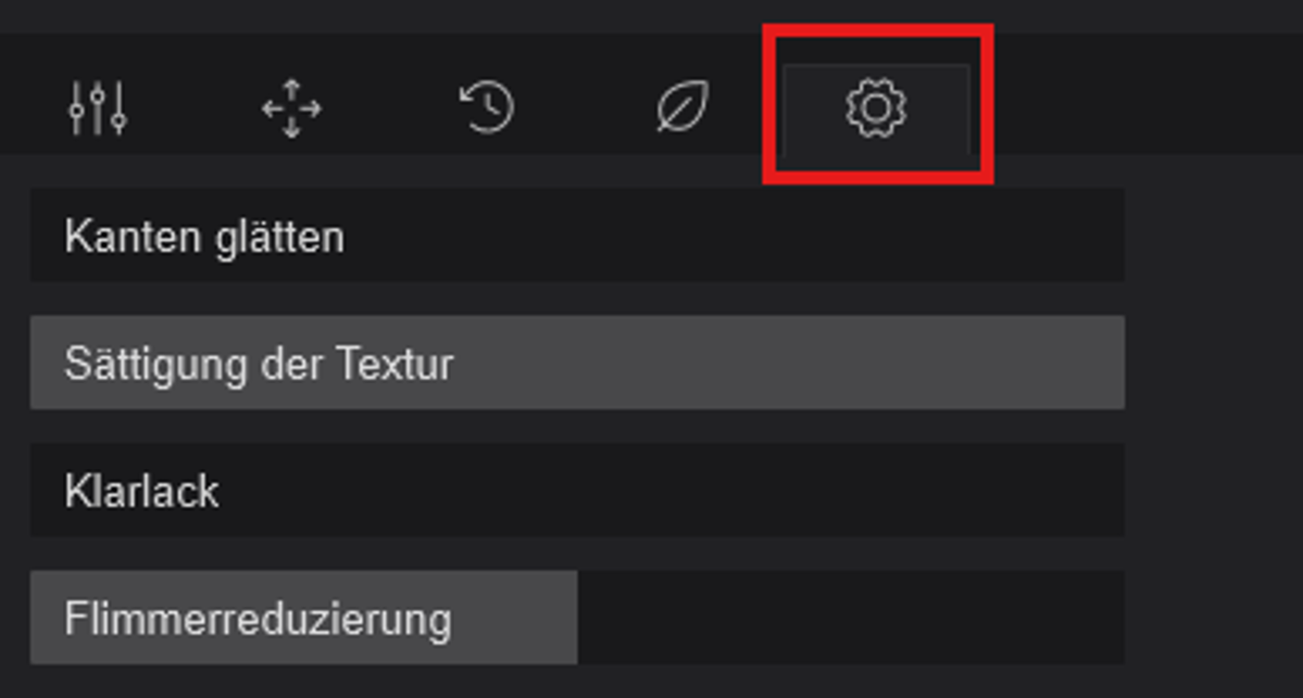 Parameter in den Materialeinstellungen&nbsp;&nbsp;