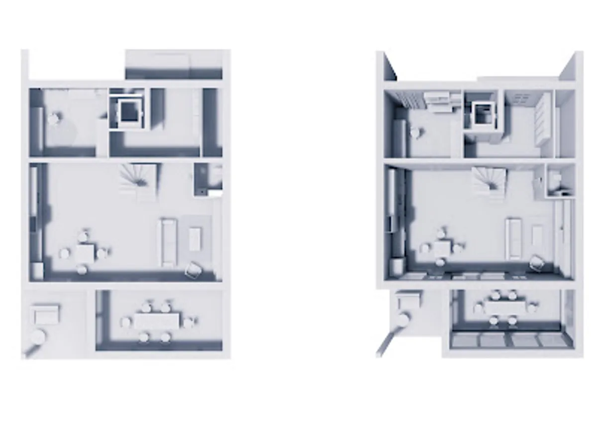 Vergleich: Grundriss 2D und 3D