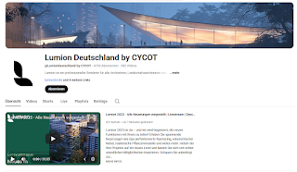 Youtube: LumionDeutschland-by-CYCOT&nbsp;&nbsp;