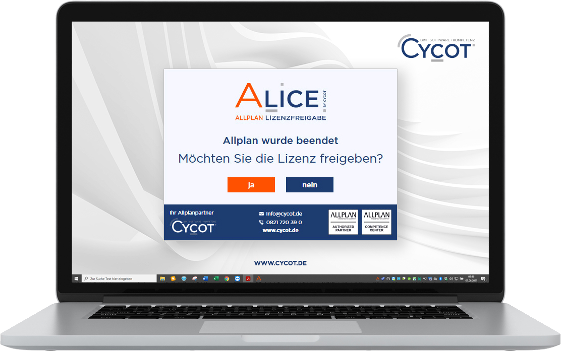 Screenshot Allplan Lizenzfreigabe